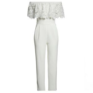 Eliza J Popover Lace Off the Shoulder Jumpsuit